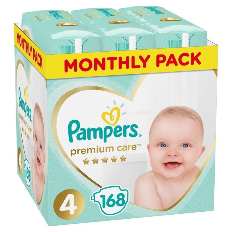 pampers premium care 4 Pampers Premium Care Monthly Pack Νο4 (9-14kg) 168τεμ - Image 1
