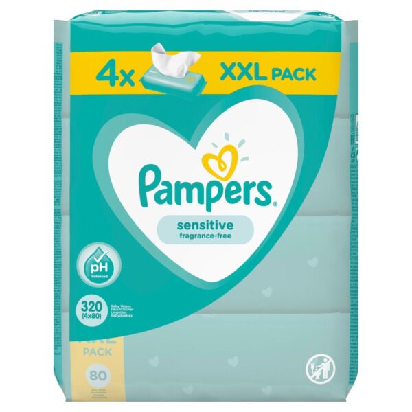 Μωρομάντηλα Pampers Sensitive 320τεμ (4x80τεμ)