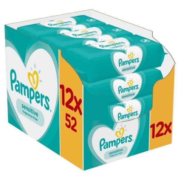 Μωρομάντηλα Pampers Sensitive Monthly Βοx 624τεμ - 12x52τεμ