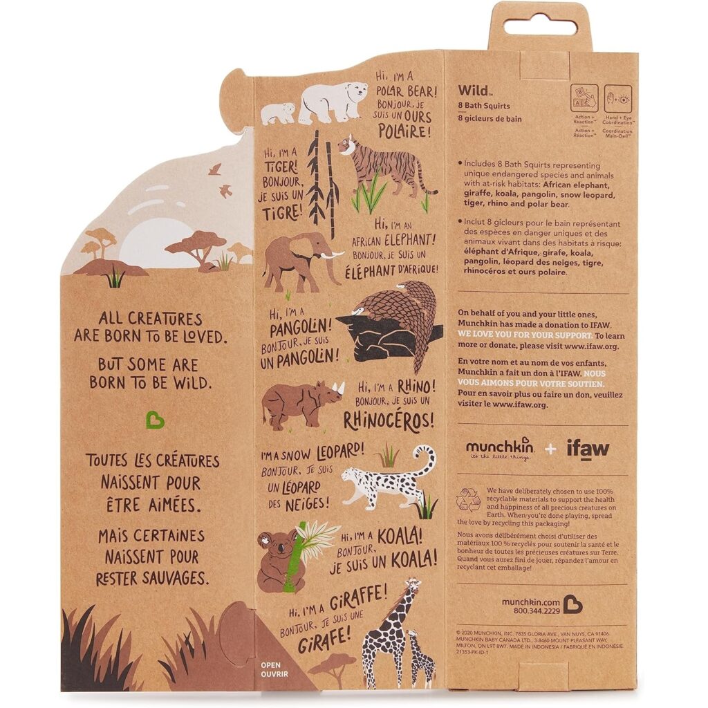 Munchkin – Παιχνίδι Μπάνιου Wild Bath Squirts 8 Ζωάκια 9m+