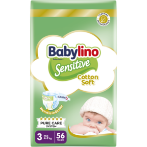 Βρεφική πάνα Babylino Sensitive No3 4-9 Kg 56 τμχ – Φροντίδα για Ευαίσθητο Δέρμα