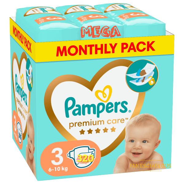 Pampers Premium Care Mega Monthly Pack No3 (6–10 kg) 320 τεμ.