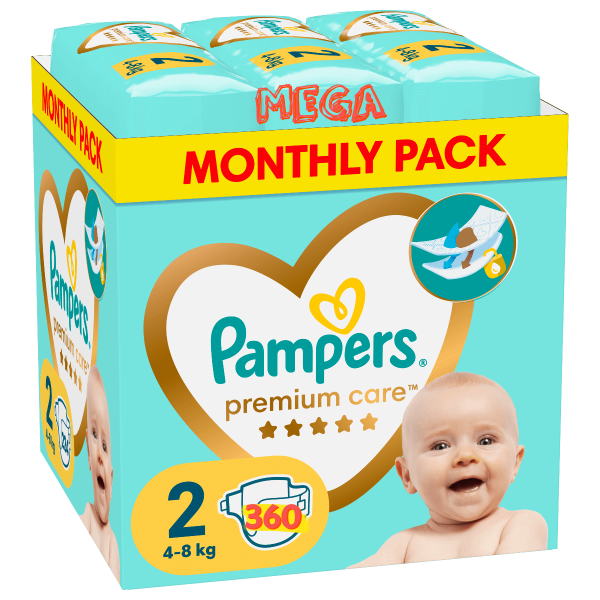 Pampers Premium Care Mega Monthly Pack no2 4-8 kg 360 τμχ - Image 1