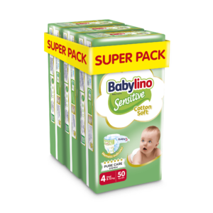 Βρεφική πάνα Babylino Sensitive Cotton Soft No4 8-13 Kg SuperPack 150τμχ (3x50τμχ)