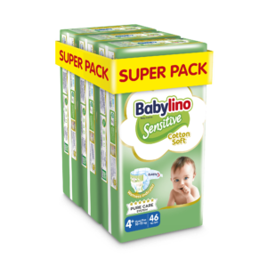 Βρεφική πάνα Babylino Sensitive Cotton Soft No4+ 10-15 Kg SuperPack 138τμχ (3x46τμχ)