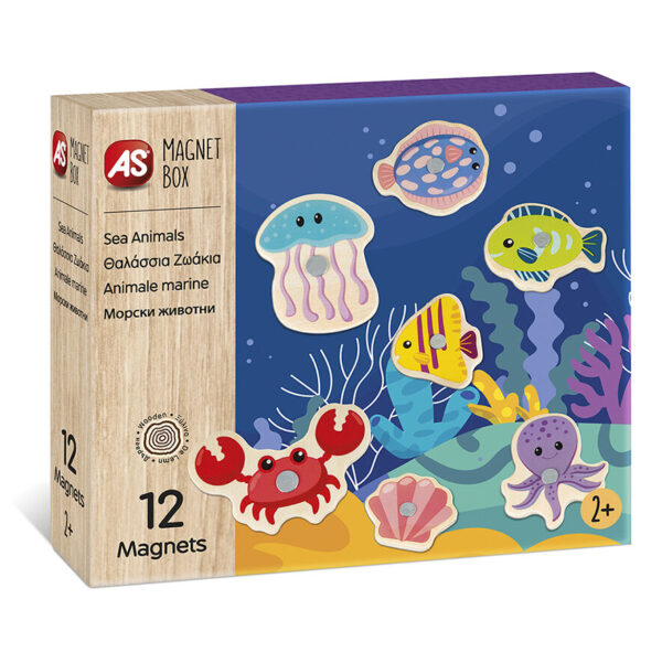 AS Magnet Box Θαλάσσια Ζωάκια 12 Εκπαιδευτικοί Ξύλινοι Μαγνήτες Για 2+ Χρονών - Image 1