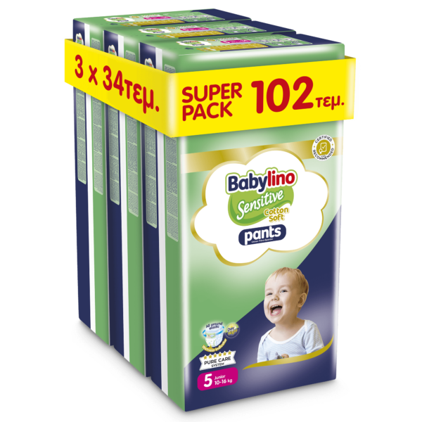Babylino Sensitive Cotton Soft Pants No5 Junior (10–16 kg) SuperPack 102 τεμ.