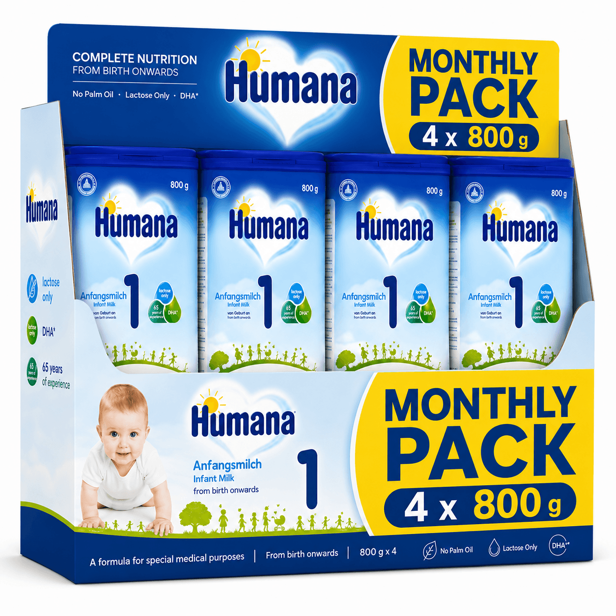 Humana 1 Βρεφικό Γάλα έως τον 6ο μήνα 800gr Monthly Pack 4X800GR Humana 1 Βρεφικό Γάλα έως τον 6ο μήνα 800gr Monthly Pack 4X800GR - Image 1