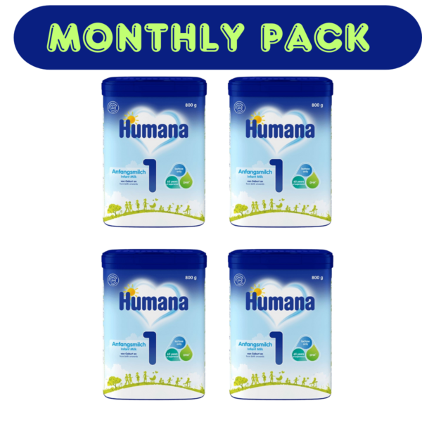 Humana 1 Βρεφικό Γάλα έως τον 6ο μήνα 800gr Monthly Pack 4X800GR - Image 1