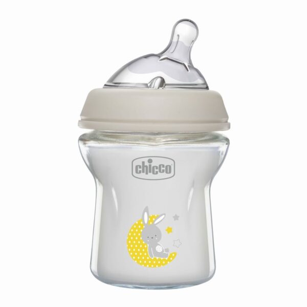Chicco Γυάλινο Μπιμπερό Natural Feeling Κατά των Κολικών Λευκό 150ml Για 0+ Μηνών - Image 1