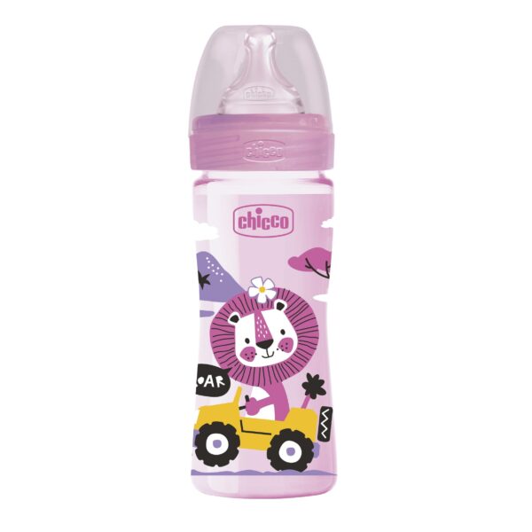 Chicco Πλαστικό Μπιμπερό Well Being Κατά των Κολικών Με Θηλή Σιλικόνης Ροζ 250ml Για 2+ Μηνών - Image 2