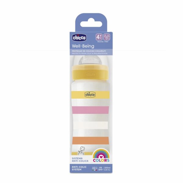 Chicco Πλαστικό Μπιμπερό Well Being Κατά των Κολικών Ροζ 330ml Για 4+ Μηνών - Image 1