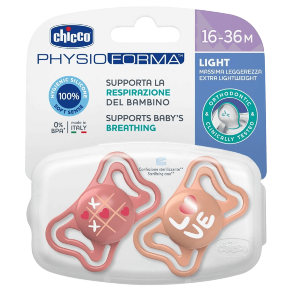 Chicco Πιπίλες Light PhysioForma Ροζ Για 16-36 Μηνών 2τμχ - Image 1