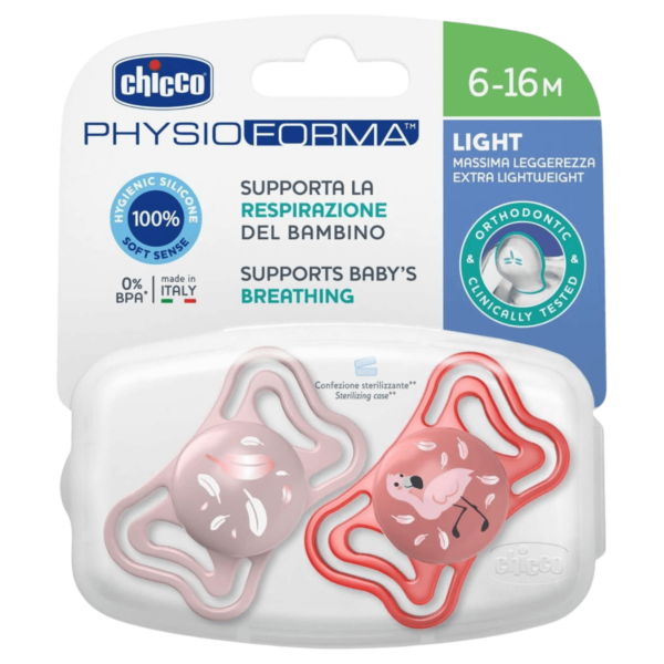 Chicco Πιπίλες Light PhysioForma Ροζ Για 6-16 Μηνών 2τμχ - Image 1
