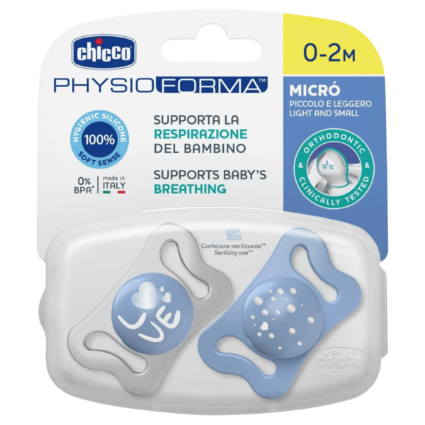 Chicco Πιπίλες Micro PhysioForma Σιέλ Για 0-2 Μηνών 2τμχ - Image 1