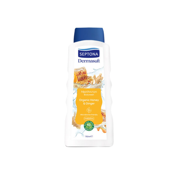 Septona Dermasoft Organic Honey & Ginger Bodywash Αφρόλουτρο με Οργανικό Μέλι & Τζίντζερ, 750ml
