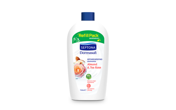 Septona Dermasoft Almond   Tea Rose Ανταλλακτικό Υγρό Κρεμοσάπουνο με Αμύγδαλο   Tea Rose, 750ml