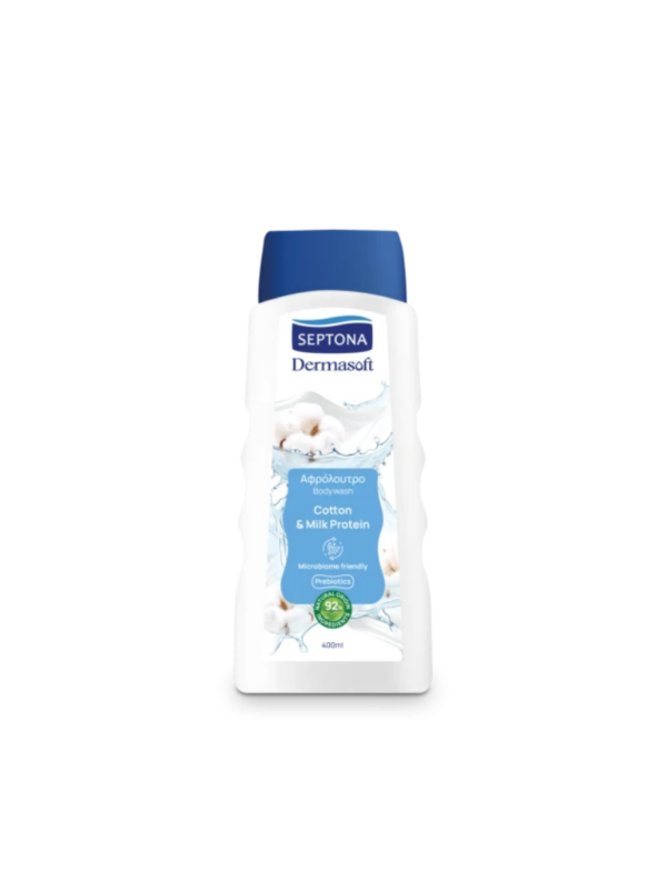 Septona Dermasoft Cotton   Milk Protein Bodywash Αφρόλουτρο με Εκχύλισμα Βαμβακιού   Πρωτεΐνη Γάλακτος, 400ml