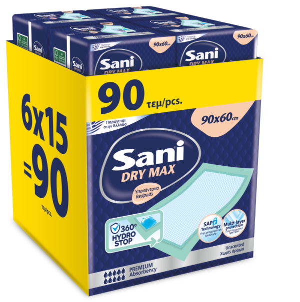 Υποσέντονα Sani Premium Dry Max 90×60 cm, 90 τεμ.