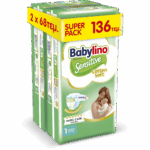Πάνες Babylino Sensitive Cotton Soft Economy SuperPack No1 (2-5Kg) 136τεμ(2x68τεμ)