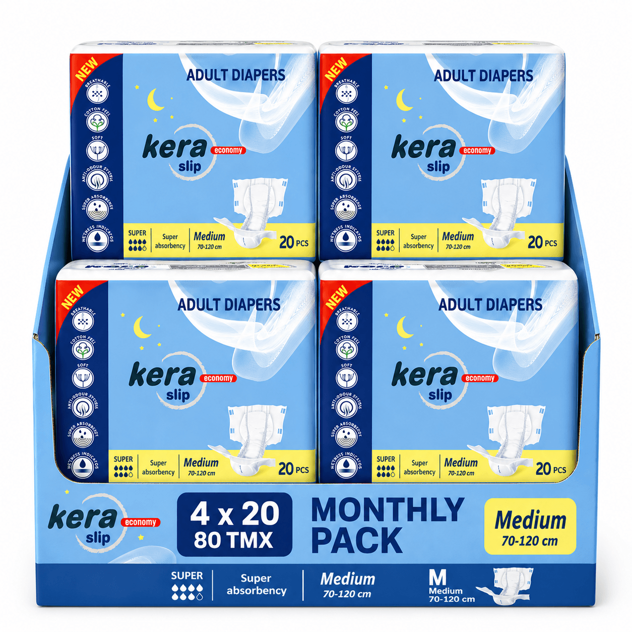 Πανες ακρατειας Kera Slip Medium Super Monthly pack 80 τεμαχιων - συνδρομητικό πακέτο κάθε μήνα Πανες ακρατειας Kera Slip Medium Super Monthly pack 80 τεμαχιων - Image 1