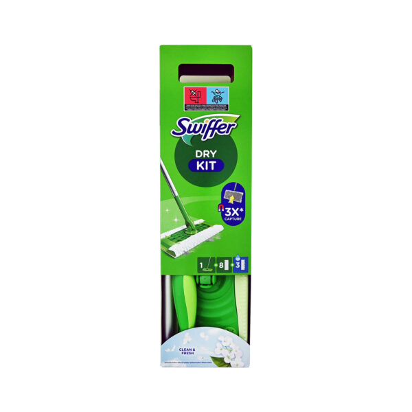 Swiffer Dry Starter Kit Σύστημα Καθαρισμού Dry & Wet με 1 Λαβή, 8 Στεγνά Πανάκια & 3 Υγρά Πανάκια, 1σετ - Image 1
