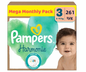 Πάνες Pampers Harmonie Mega Monthly Pack Νο3 (6-10kg) 261τεμ