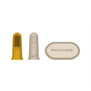 Matchstick Monkey Βρεφική Οδοντόβουρτσα Δαχτύλου 2τμχ Yellow-Beige