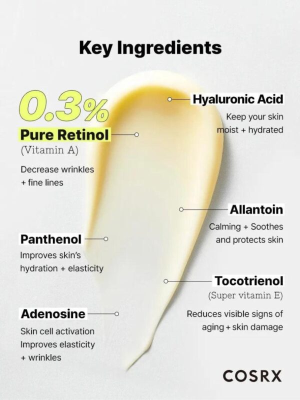 Cosrx The Retinol 0.3 Κρέμα Προσώπου για Ενυδάτωση, Αντιγήρανση & Ακμή με Ρετινόλη 20ml - Image 4