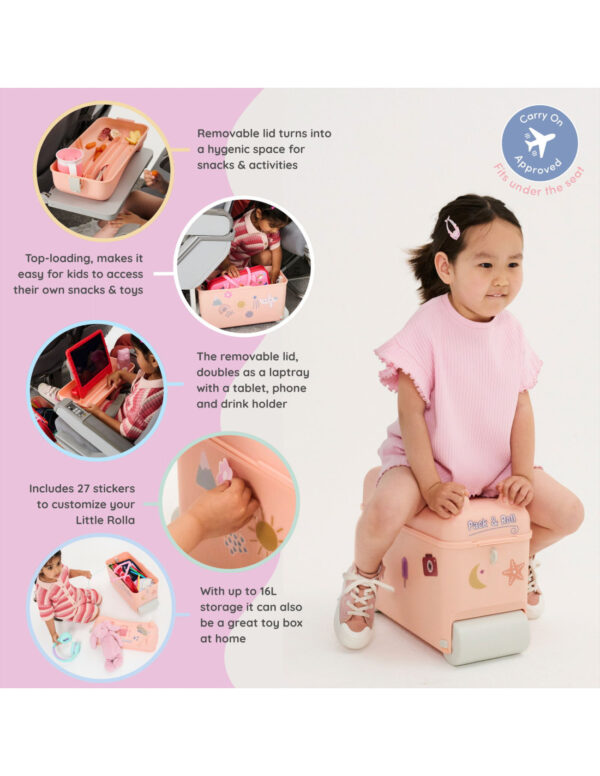 Little Roller Παιδική Βαλίτσα Ταξιδίου Καμπίνας Dusty Pink με 4 Ρόδες - Image 13
