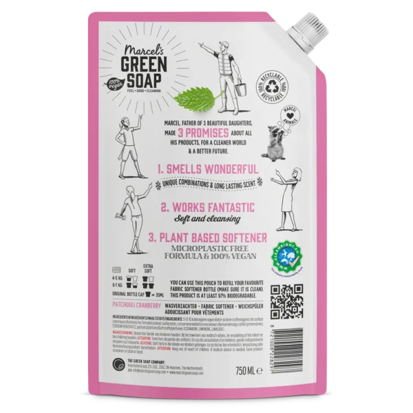 Marcel's Green Soap Μαλακτικό Ρούχων με αρωμα Πατσουλί & Κράνμπερι Ανταλλακτικό (750 ml) - Image 2