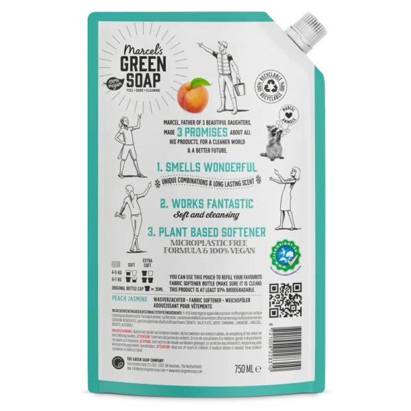 Marcel's Green Soap Μαλακτικό Ρούχων με αρωμα Ροδάκινο & Γιασεμί Ανταλλακτικό 750 ml - Image 2