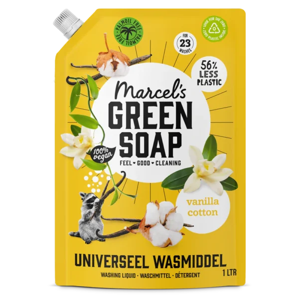 Marcel’s Green Soap υγρό απορρυπαντικό ρούχων Βανίλια & βαμβάκι 1Lt Refill - Image 1