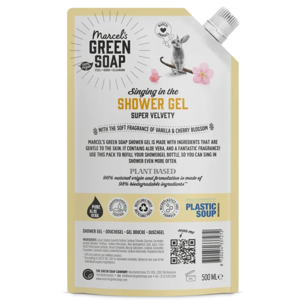 Marcel's Green Soap Ανταλλακτικό Αφρόλουτρο Βανίλια & Άνθος Κερασιάς 500 ml - Image 2
