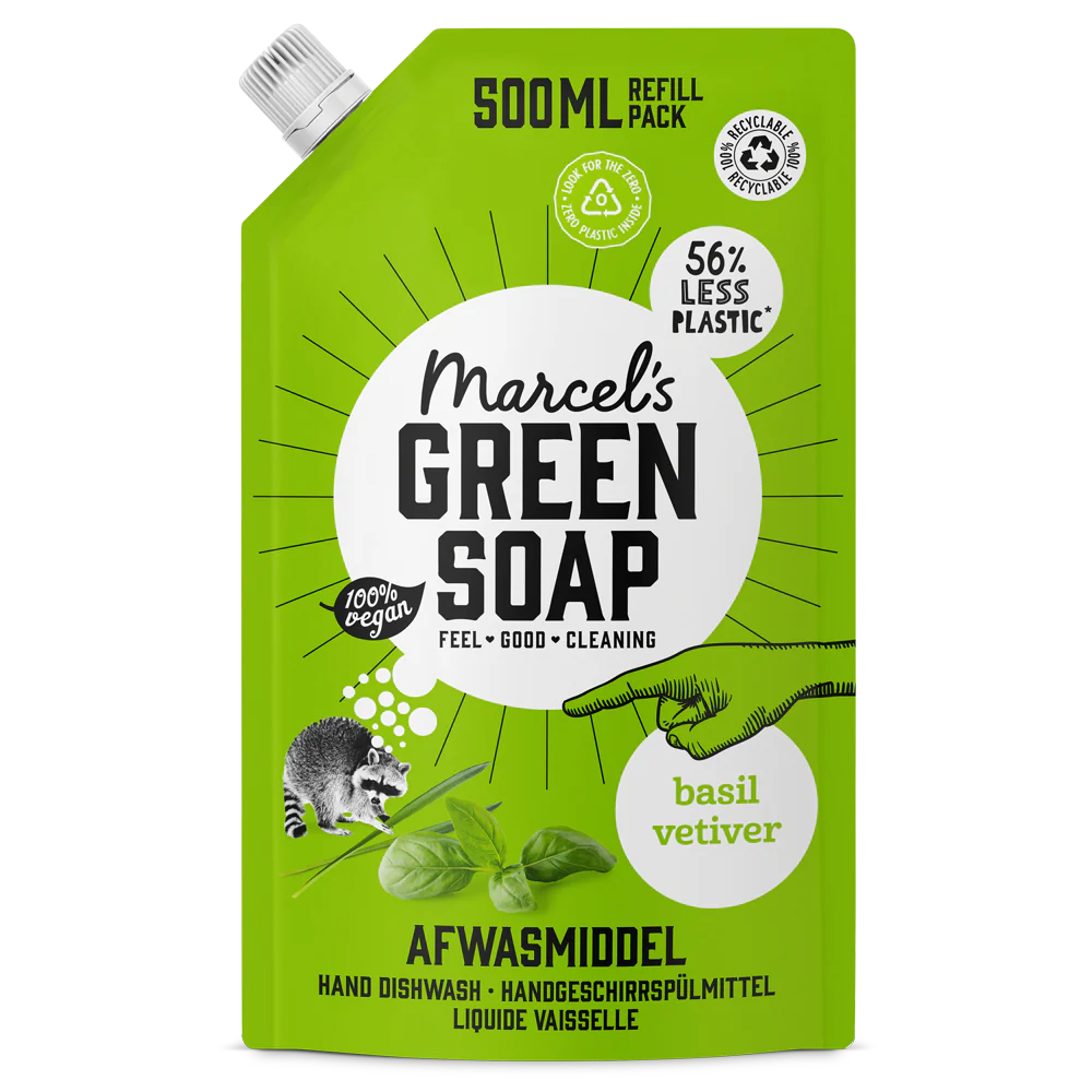 Marcel’s Green Soap Υγρό πιάτων Βασιλικός & βετιβέρ Refill 500ml Marcel’s Green Soap Υγρό πιάτων Βασιλικός & βετιβέρ Refill 500ml - Image 1