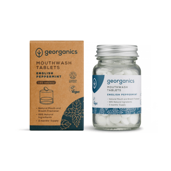 Georganics Natural Peppermint Mouthwash Tablets 180 Tablets Refreshing Strengthening - Image 2