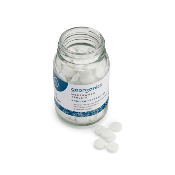 Georganics Natural Peppermint Mouthwash Tablets 180 Tablets Refreshing Strengthening - Image 3