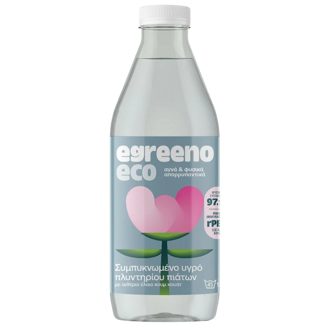 Συμπυκνωμένο Υγρό Πλυντηρίου Πιάτων Egreeno Eco, με αιθέριο έλαιο κουμ κουάτ / 1L (45 πλύσεις) EGREENO ECO Συμπυκνωμένο Υγρό Πλυντηρίου Πιάτων με αιθέριο έλαιο κουμ κουάτ / 1L (45 πλύσεις) - Image 1