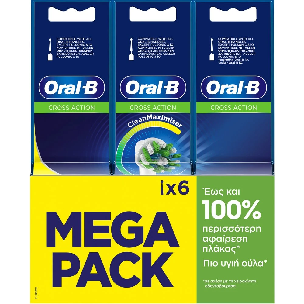 Oral-B Pro Cross Action Medium Electric Toothbrush Replacement Head Mega Pack White 6 Τεμάχια Oral-B Pro Cross Action Medium Electric Toothbrush Replacement Head Mega Pack White 6 Τεμάχια - Image 1