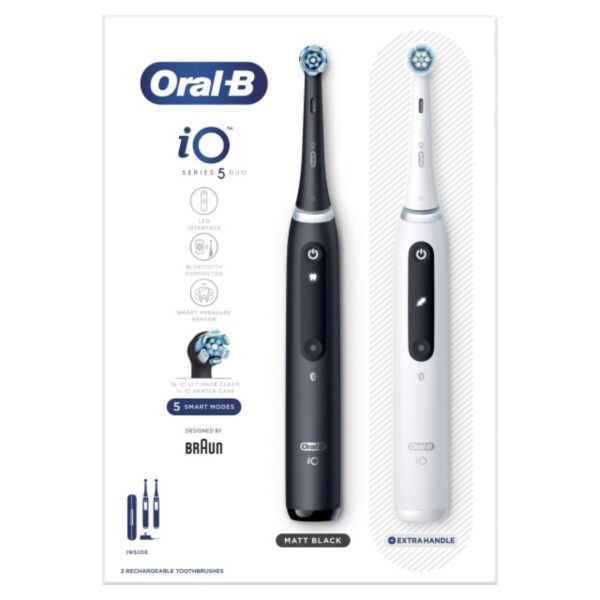 Oral-B iO Series 5 Duo Black & White Ηλεκτρικές Οδοντόβουρτσες Μαύρο & Λευκό, 2τεμ