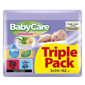 Babycare μωρομάντηλα Sensitive plus triple pack 3x54=162τεμ