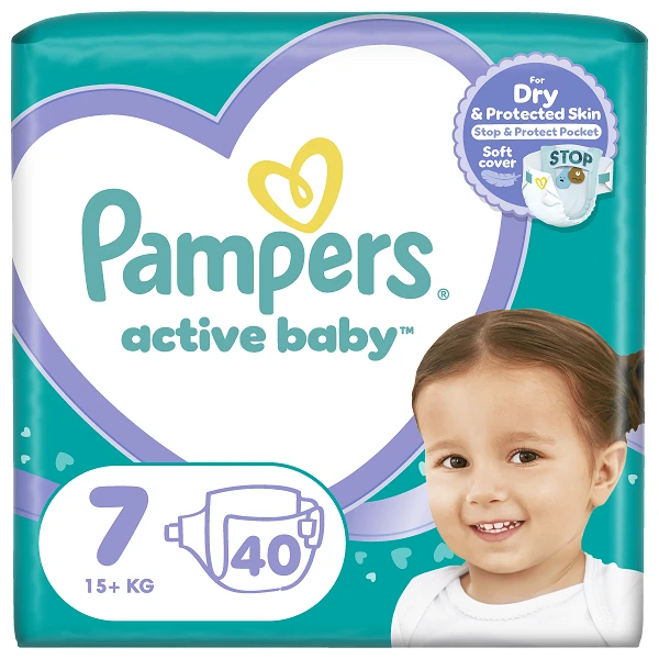 Pampers Active Baby Νο7 (15+ kg), 40 Τεμάχια Pampers Active Baby Νο7 (15+ kg), 40 Τεμάχια - Image 1