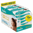 Pampers  Aqua Soft Touch Μωρομάντηλα - 15 Συσκευασίες x 60 Μωρομάντηλα (900 Τεμάχια)