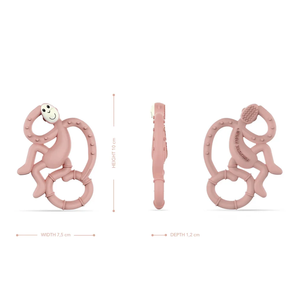 MINI MONKEY TEETHER – DUSTY PINK