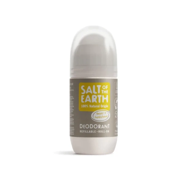 Salt of the Earth Vegan Refillable Roll-On Deodorant Amber & Sandalwood Αποσμητικό Επαναγεμιζόμενο, 75ml Salt of the Earth Vegan Refillable Roll-On Deodorant Amber & Sandalwood Αποσμητικό Επαναγεμιζόμενο, 75ml - Image 1