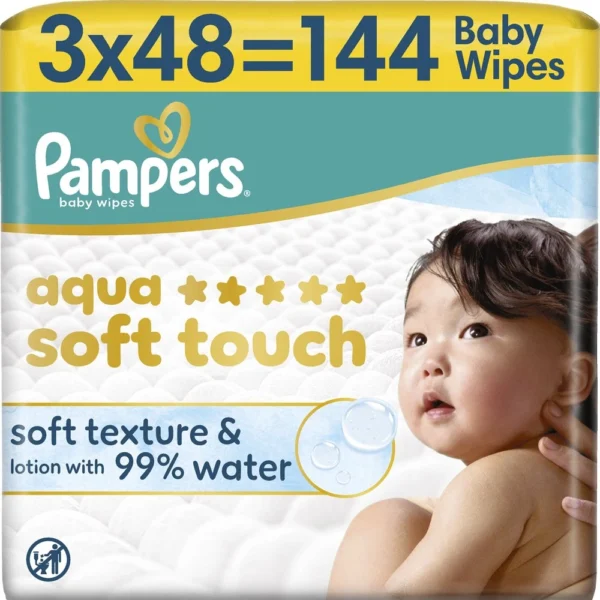 Pampers Aqua Soft Touch Baby Wipes 144 Τεμάχια (3×48 Τεμάχια)