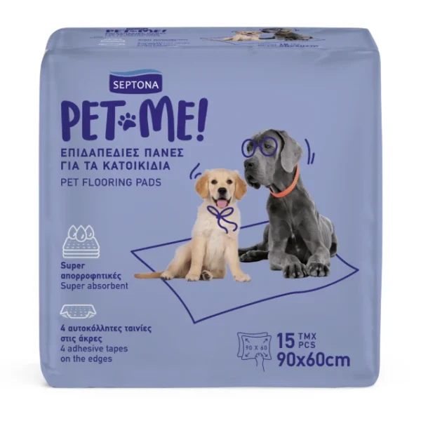 Septona Pet Me Επιδαπέδια Πάνα Σκύλου με Αυτοκόλλητο 90x60cm 15τμχ