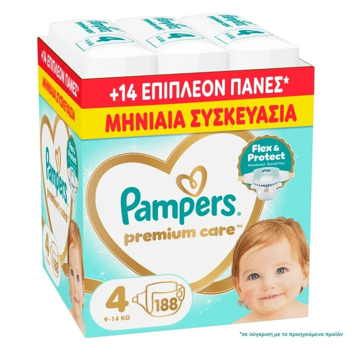 Πανες Pampers Premium Care Monthly Pack Νο4 (9-14kg) 188 τεμ Πανες Pampers Premium Care Monthly Pack Νο4 (9-14kg) 188 τεμ - Image 1