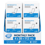 iD Rectangular Pad with Strip Maxi+ Σερβιέτες Ακράτειας (60x15cm), Monthly Pack 112τμχ (4x28)