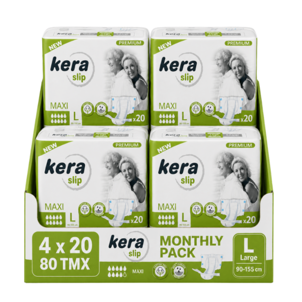 Πανες ακρατειας Kera Slip Large Maxi Monthly Pack 80 τεμαχιων (4×20)